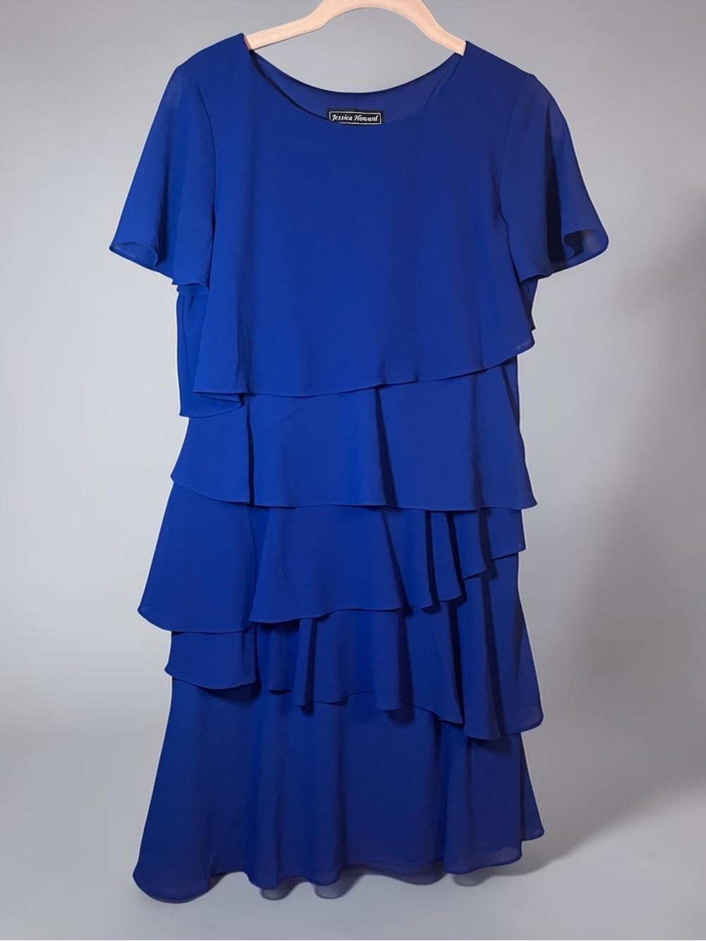 Jessica Howard Royal Blue Formal Party Chiffon Tiered Dress 6P Petite
